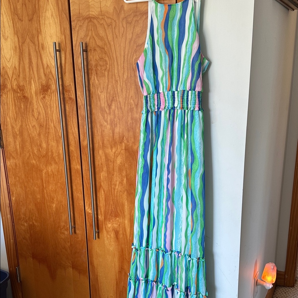 She sky dress brand new stretchy small / medium Maxi Dress in Blue, Green, Pink